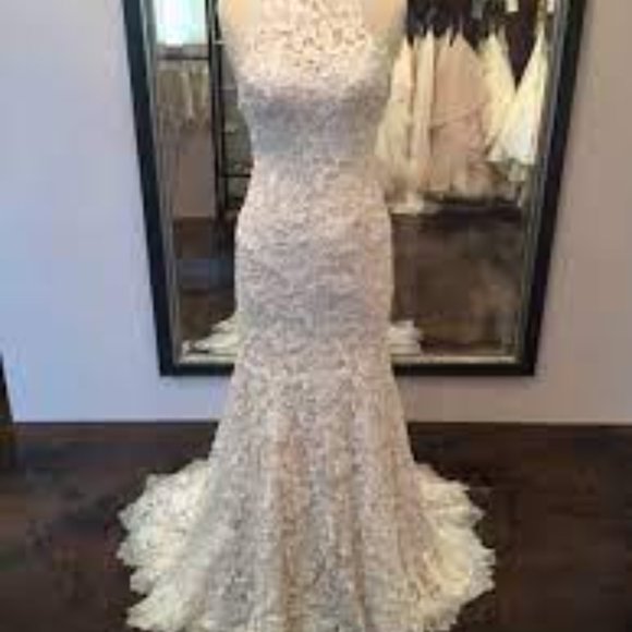 Martina Liana 611 Lace Halter Wedding Dress w/ Open Back! pen to offers! - Picture 6 of 12